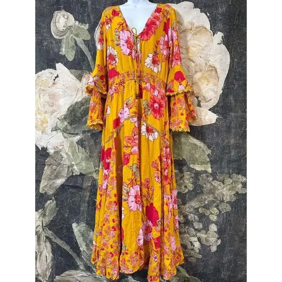 New Free People x Intimately Penny Printed Maxi Bodysuit Size Medium - Picture 6 of 10